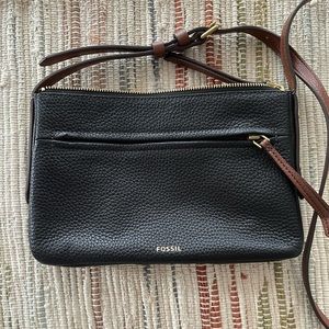 Fossil Small Crossbody Bag in Black with Brown Accents